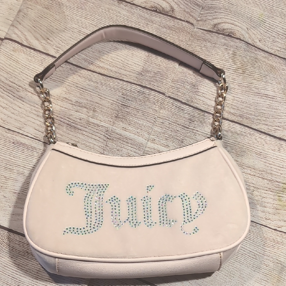 Juicy Couture Velour Obsession Pink Bling Juicy Spell out Shoulder Bag